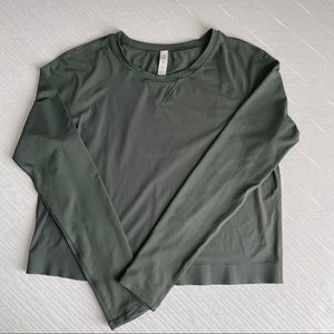 Lululemon Army Green Long Sleeve Running Crop Top